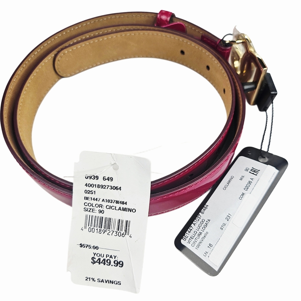 ❤️VALENTINE SPECIAL❤️ NWT.DOLCE&GABBANA 1" Patent Leather Logo Belt In Dark Pink - Picture 12 of 14